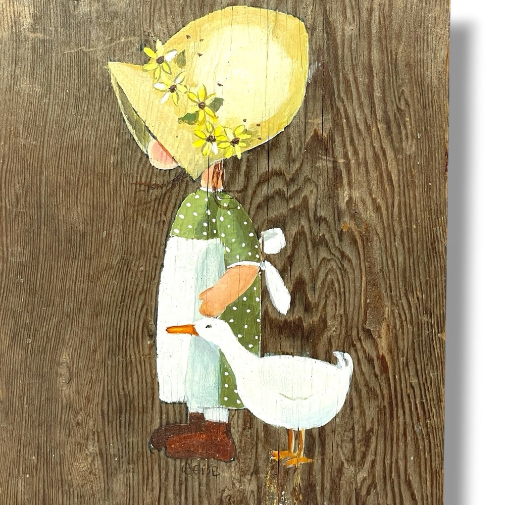 Vintage Cottage Folk Art Goose Duck Wood Plaque Wall Art Webb Rustic Country - Picture 3 of 9